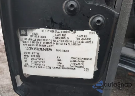 2004 Chevrolet Silverado 1500 Lt z USA, uszkodzony, nr VIN 1GCEK19T24E146539